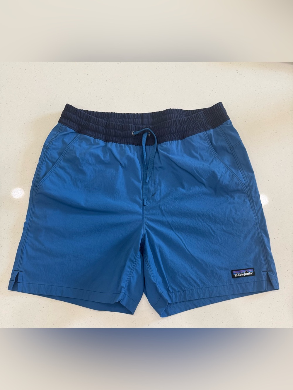 Patagonia Men’s Blue hybrid shorts with Navy Waistband